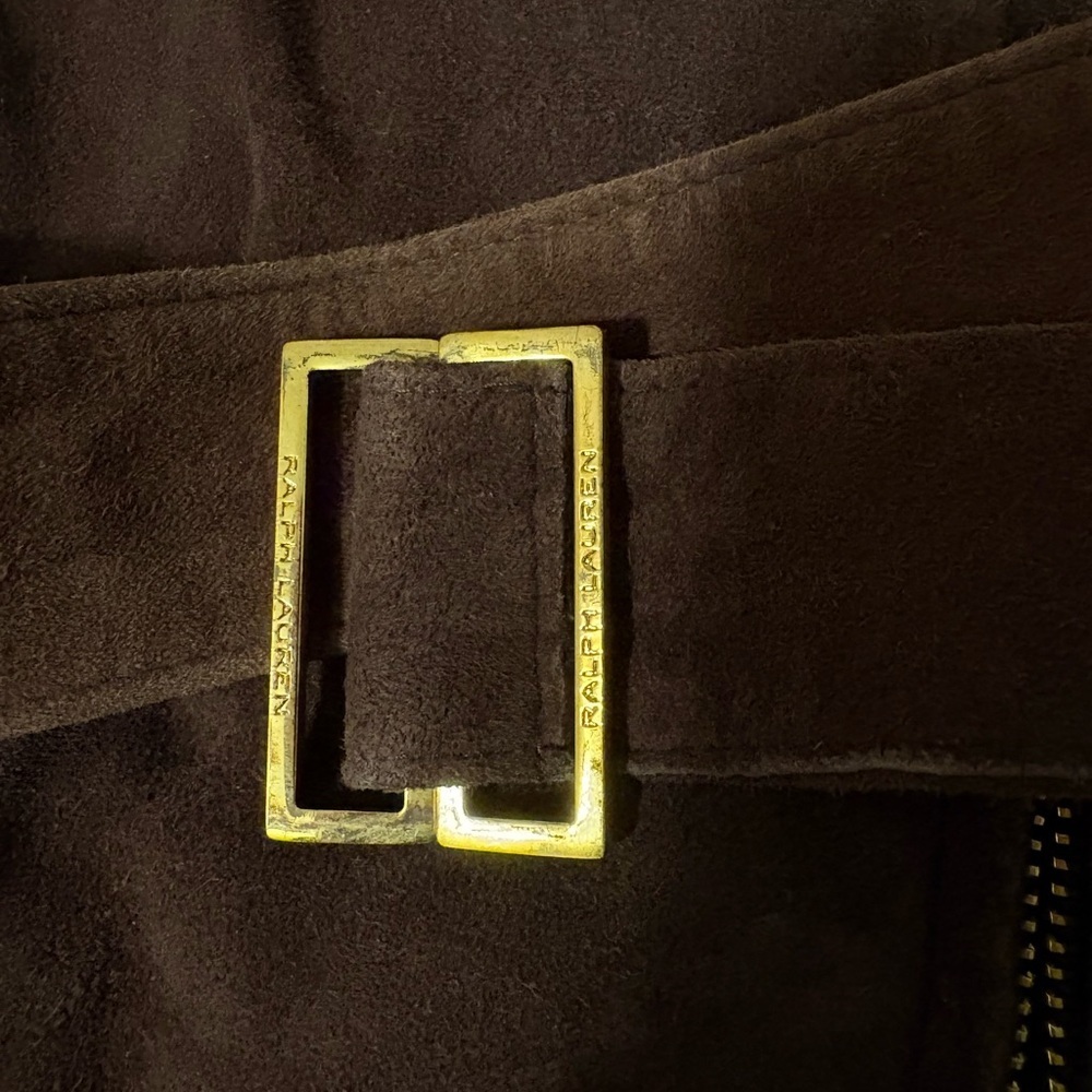 Vintage Ralph Lauren Golf Suede Jacket Leather RRL Safari Coat Belted Zip Up L - Picture 12 of 13